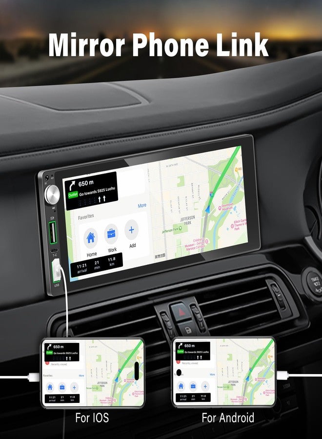LSLYA Single Din Car Stereo with Apple Carplay Android Auto,6.9 Inch IPS Touchscreen, 1 Din Car Audio Receivers wtih Bluetooth Handsfree/FM/AM/Dual USB/Type-C/EQ/SWC/GPS Navigation/Backup Camera/Microphone - Image 5